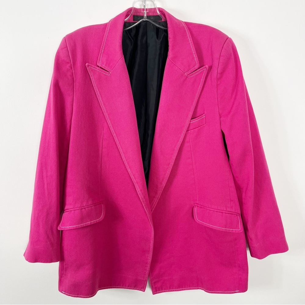 Thebe Magugu Structured Contrast Trim Blazer Jacket Size Large Barbie Pink